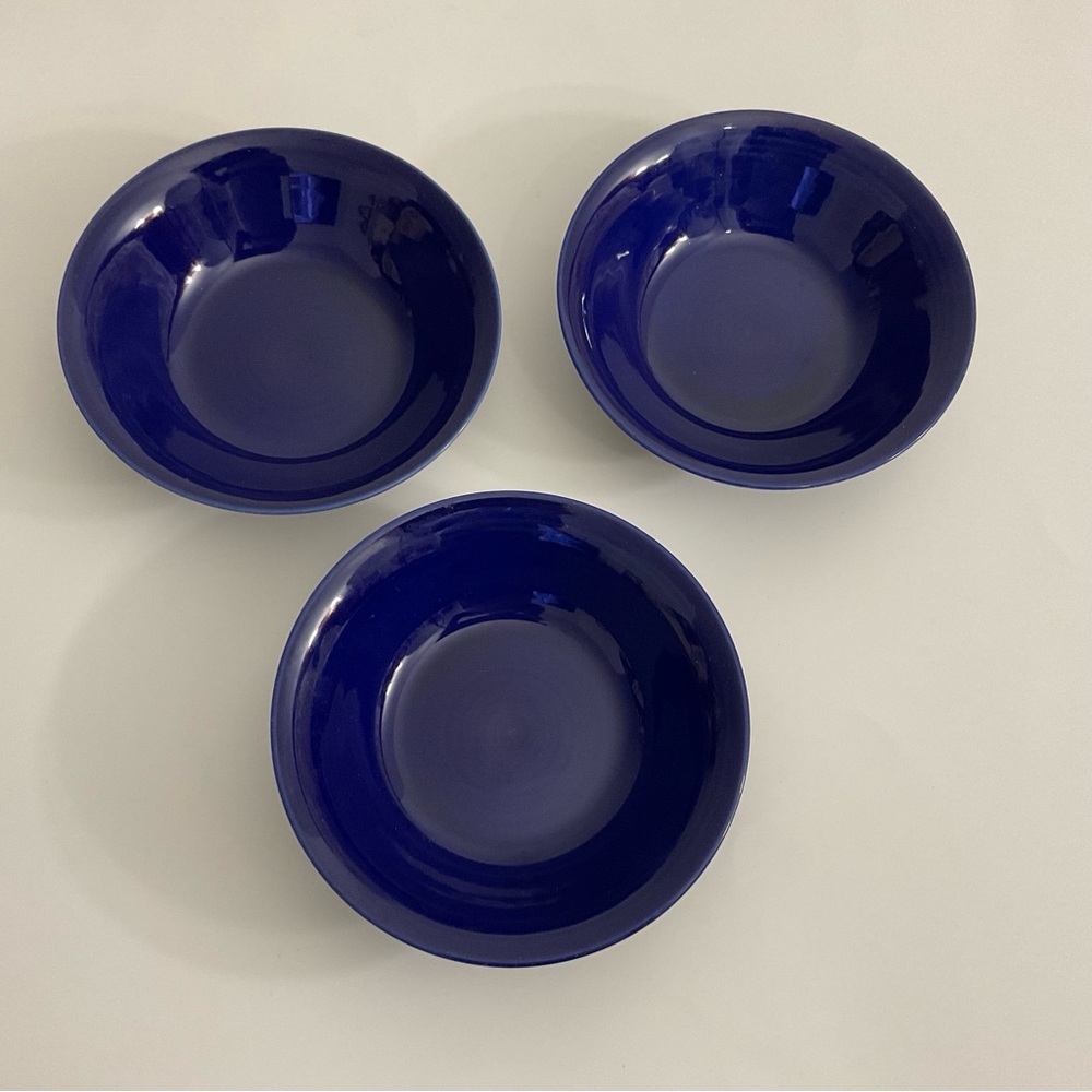 Vintage Signature Carnivale Cobalt Blue Stoneware Soup bowl Japan Set of 3